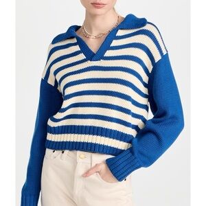 Ciao Lucia Venezia Sweater Striped Blue Collared Knit Size XS